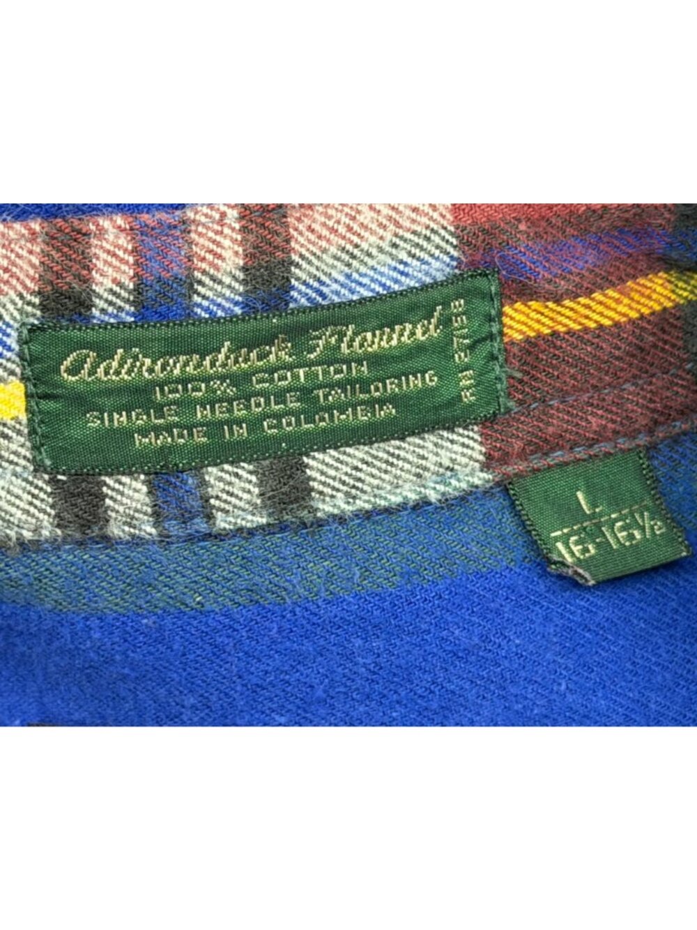 Vintage 90s Eddie Bauer Adirondack Plaid Flannel Shirt Men's Size Large 16-16.5 - Picture 4 of 7